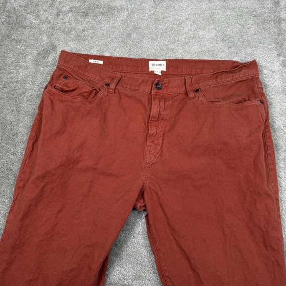 Todd Snyder Pants Mens‎ 36x26 Red 5-Pocket Slim Fit cotton Linen Blend Chino - Picture 1 of 10